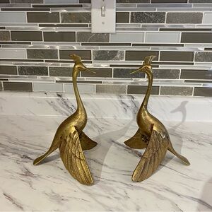 Vintage Brass Peacock bird decor MCM brass‎ figurines
